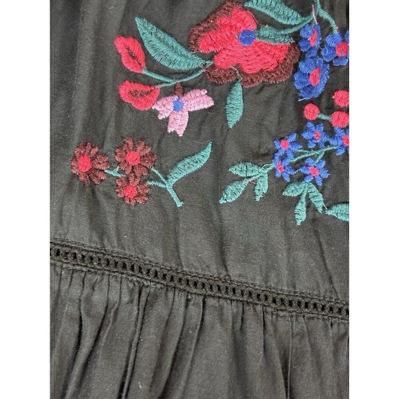 Free People Sunbeams Off Shoulder Mini Dress Black Small Embroidered Ruffled - Picture 14 of 16